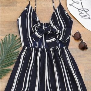 Navy Striped Beach Romper